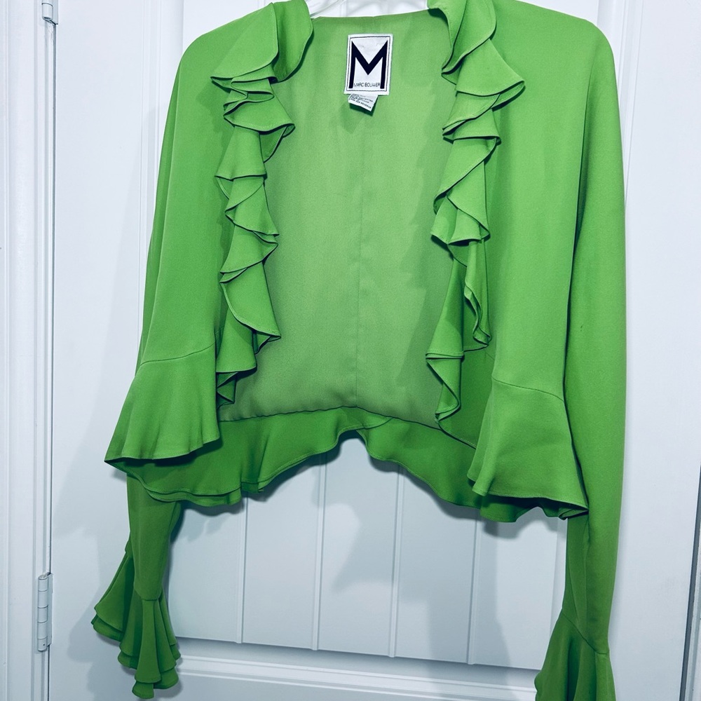 Marc Bouwer Women’s High Fashion Jacket with Ruffled Collar and Sleeves Size S